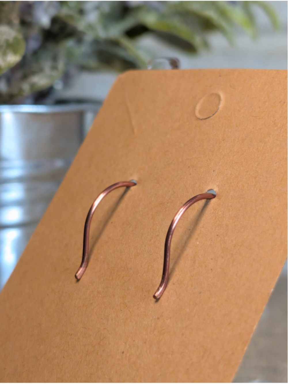 NEW Artisan Copper Hand Wire Wrapped Dainty Drop Pearl Lavender Dangle Earrings - Picture 6 of 6